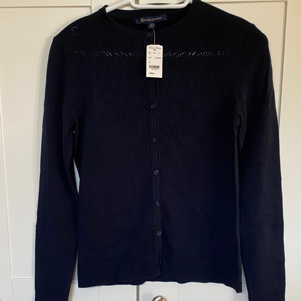 Brooks Brothers Navy Button-Up Knit Cardigan